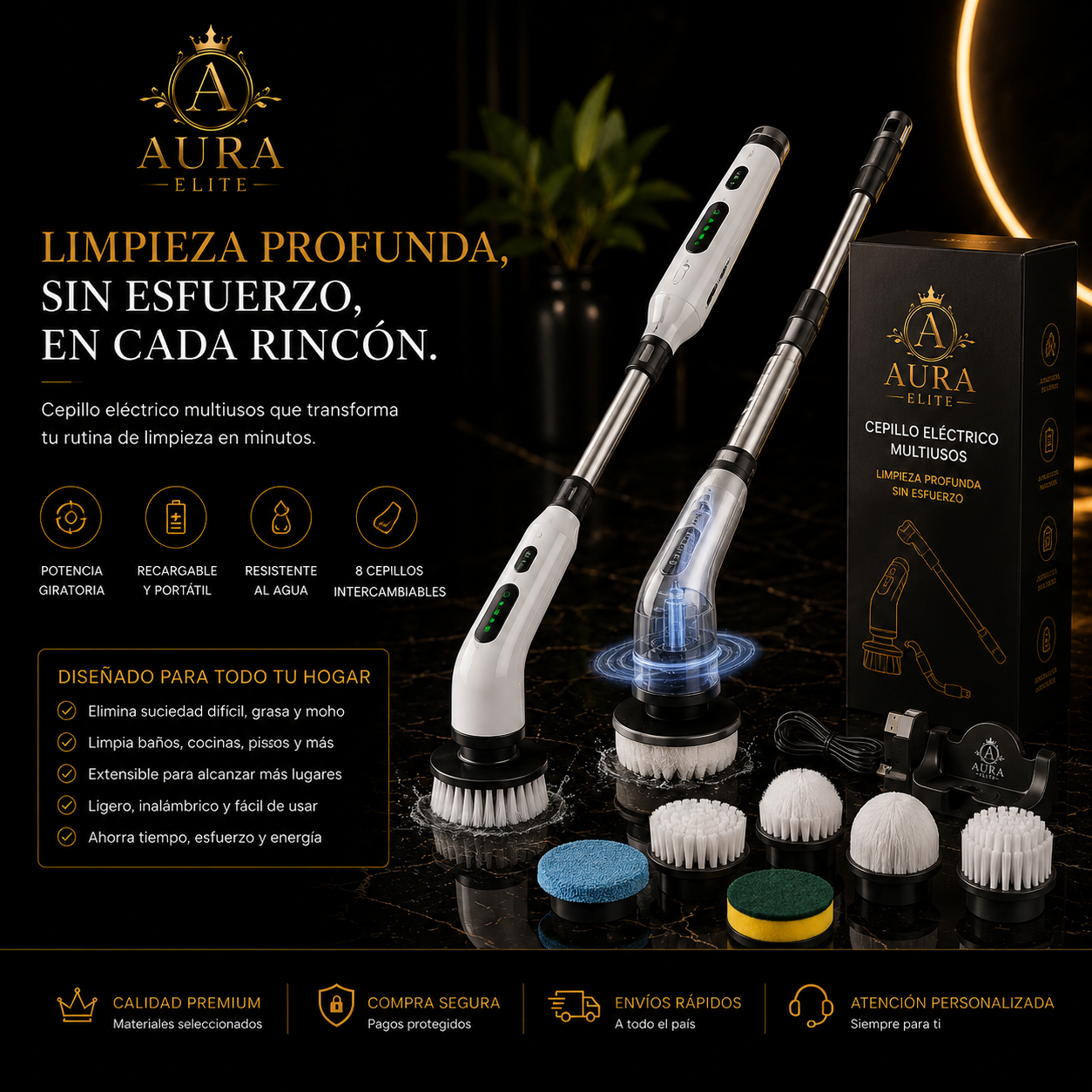 Limpieza Profunda Sin Esfuerzo Con El Cepillo Electrico Multiusos